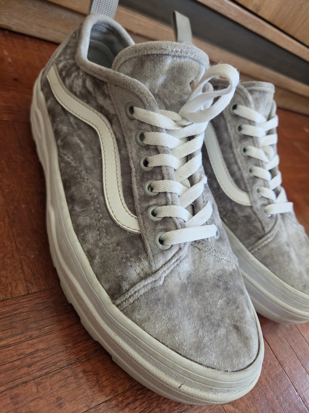 Vans Old Skool Sentry Gray Crushed Velvet UltraCush Lug Sole Sneakers
